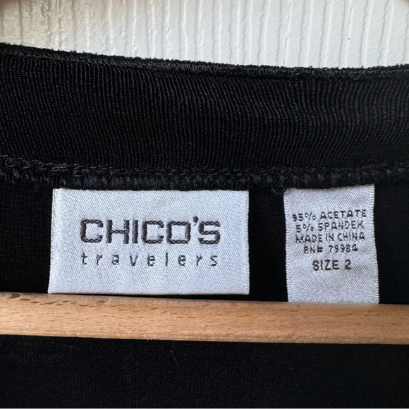 Chico’s travelers Crochet Velvety cardigan black stretch size 2 Large - Picture 7 of 10